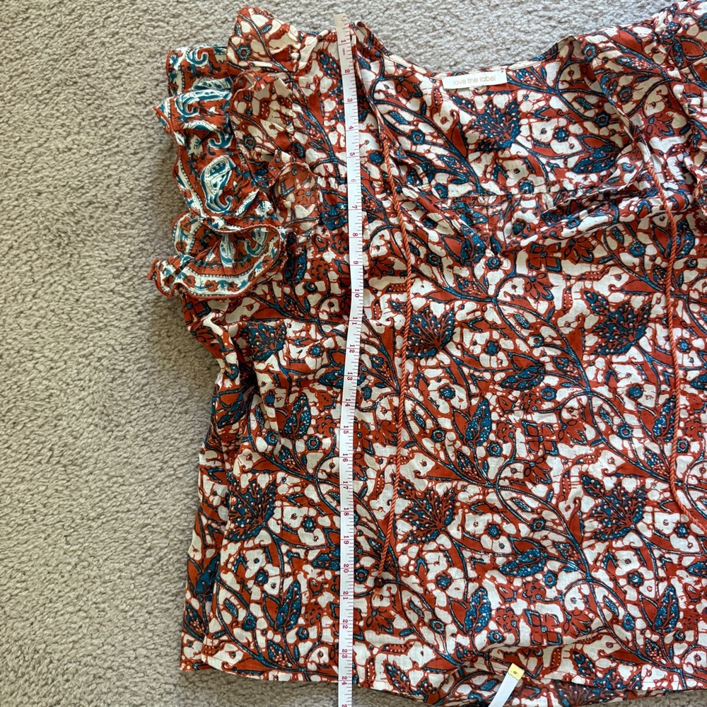 Anthropologie Love The Label Vineyard Ruffled Blouse Mabel Rust bohemian - Picture 10 of 10